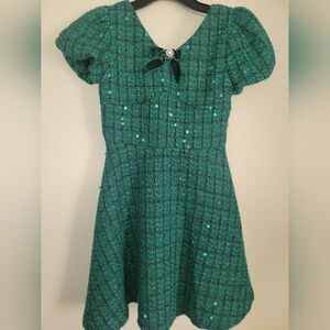 Rare Editions Green Sequin Embellished A-Line Dress